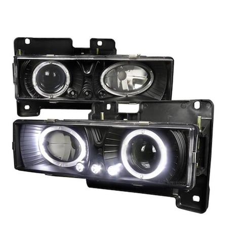 Overtime Halo Projector Headlights with LED for 88 to 98 Chevrolet C10- Black - 11 x 15 x 15 in. OV3197490